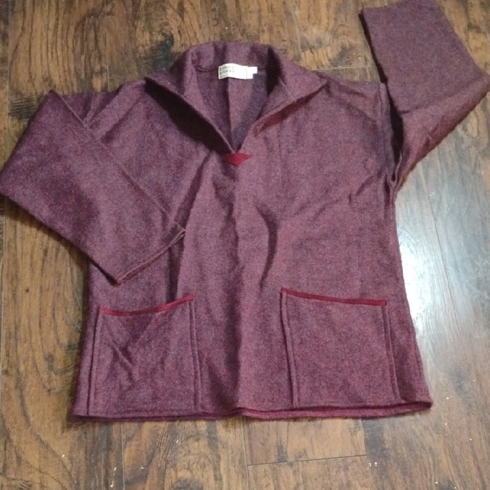 Burgundy Long Sleeve Pullover with Pockets